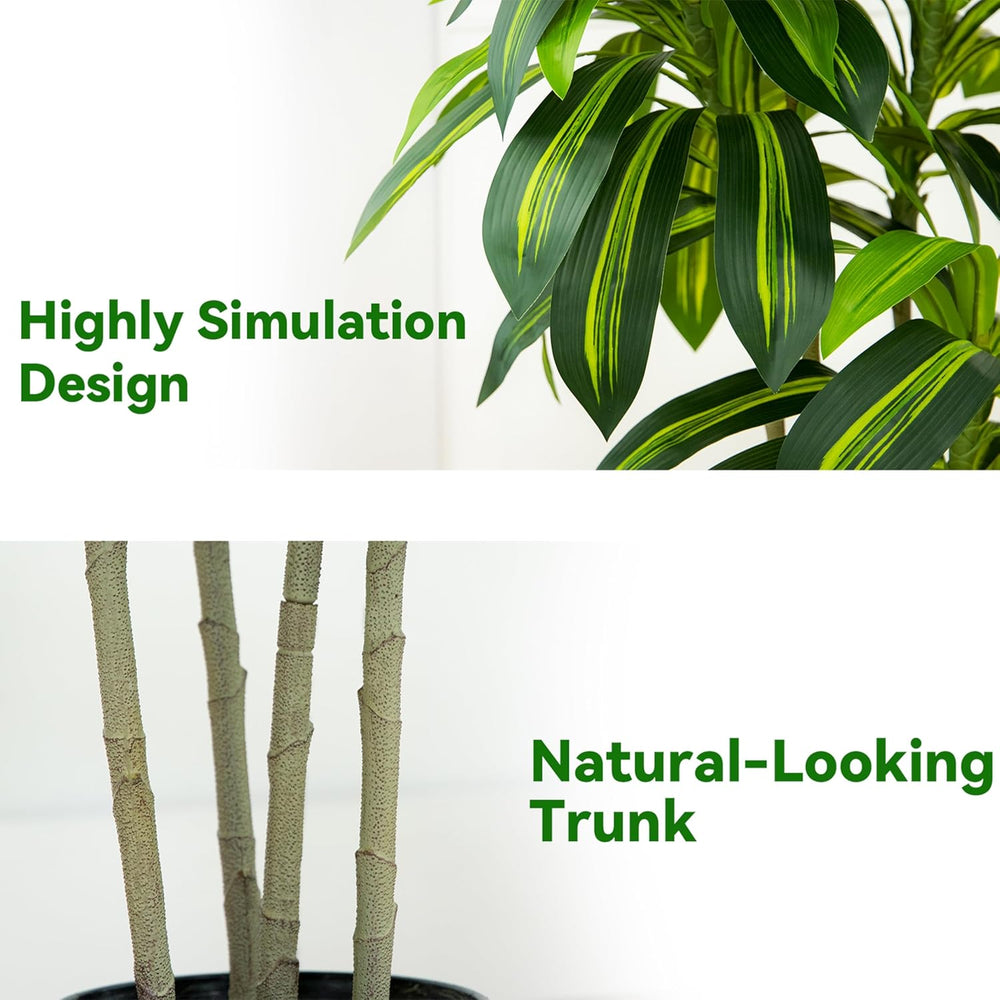 Künstliche Drachenbaum Pflanzen,Kunstpflanzen Groß Mit Weißes Hohes Pflanzgefäß,Kunstpflanzen Wie Echt Für Drinnen Und Draußen Haus Büro Moderne Deko,Artificial Plants Pflegeleicht (150Cm)