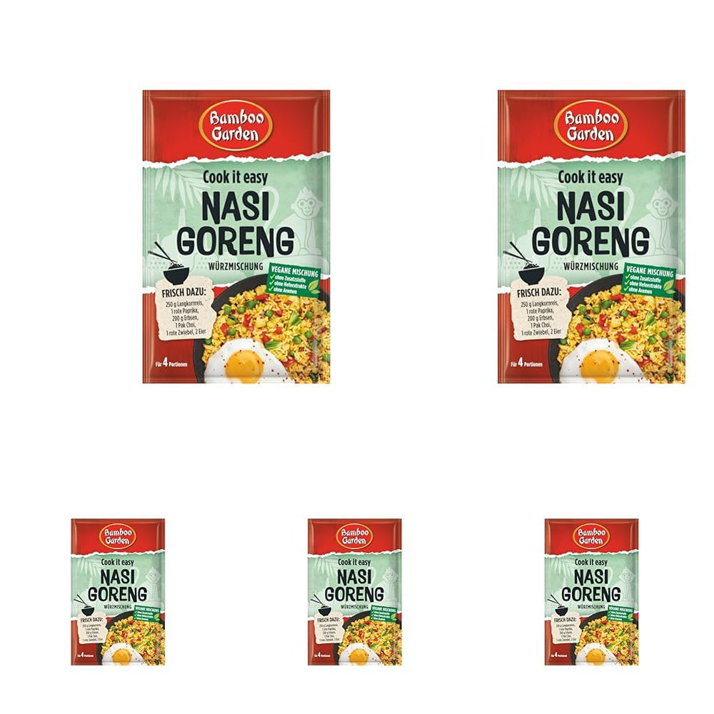 Bambusová zahrada - Nasi Goreng Würzmischung | Zum Würzen von asiatischen Reisgerichten | Na 4 porce | Vegan, bez Zusatzstoffe, bez Hefeextrakte, bez Aromen | 25 g v sáčku