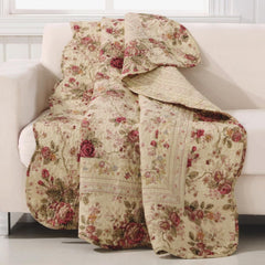 Greenland Home Antique Rose - klasický, tradiční květinový vzor - 100% bavlna, prošívaná, přikrývka, 127 X 152,4 cm, ecru Postele a přikrývky Greenland Home Fashions