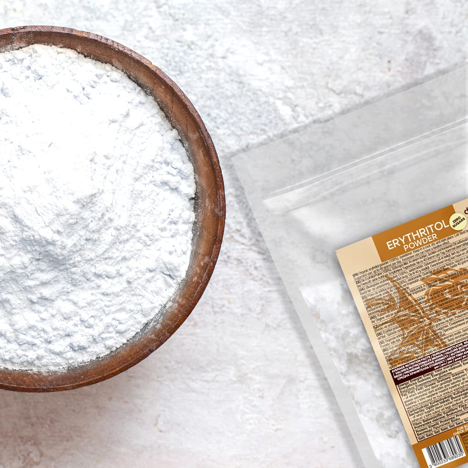 Bio Erythrit - Prášek, 100% Bio, Vegan, Null Kalorien - 1 kg sladidel Naty Shop