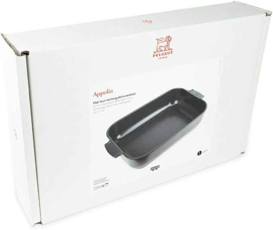 Peugeot Appolia Rechteckige Auflaufform Mit Griffen, Keramik, Schiefer / Grau, 8,3X40,5X27,2 Cm, Fassungsvermögen: Ca. 4 L, 60022 Formy a plechy na pečení Naty Shop