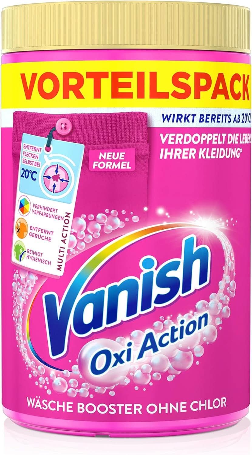 Vanish Oxi Action Powder Pink - 1 X 1,65 Kg - prášek na odstranění skvrn a zlepšení prádla bez chlóru - na barevné prádlo Prací prostředky Naty Shop