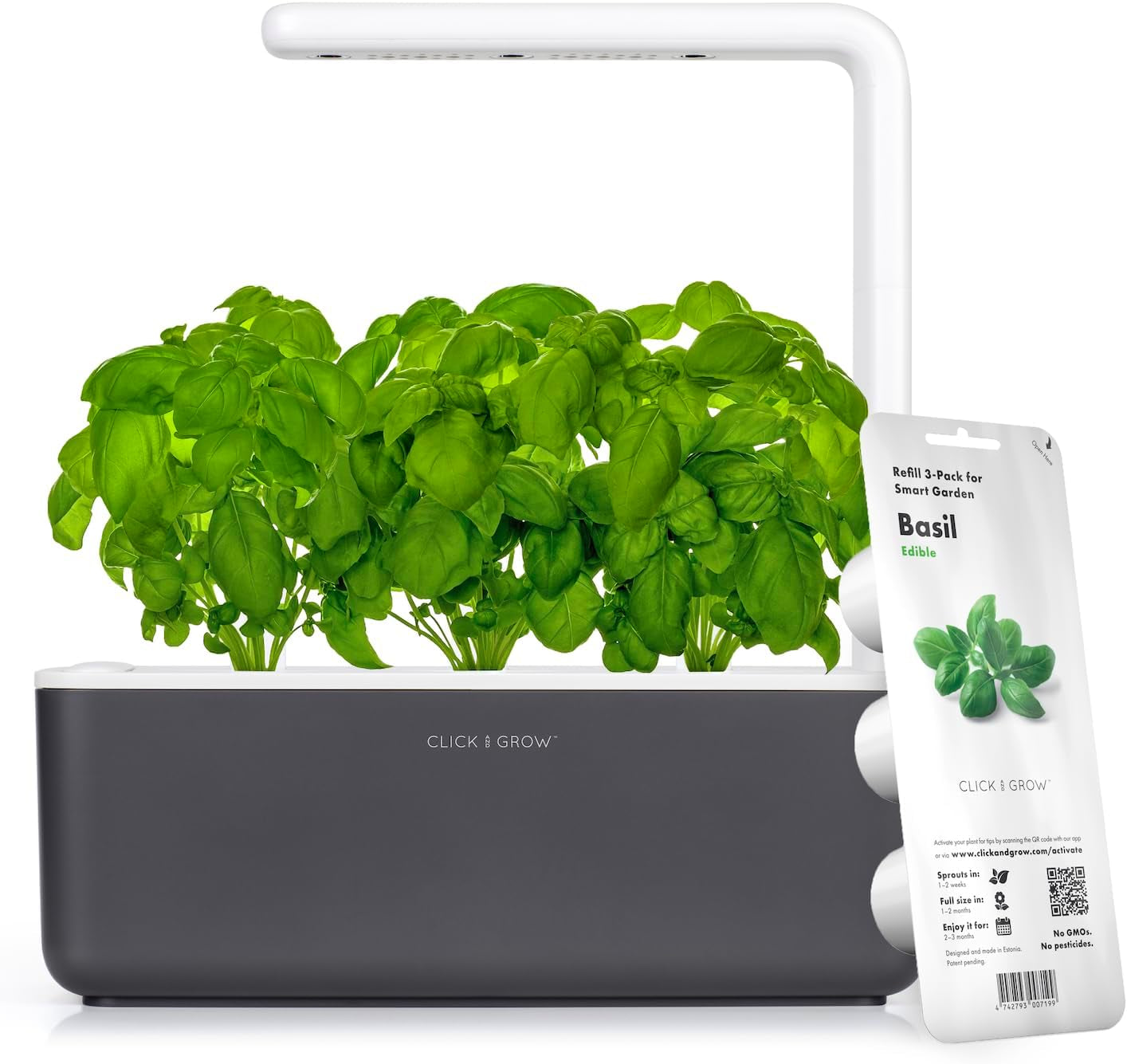 Click and Grow Growbox, chytrá zahrada, jednodušší než hydroponický systém pěstování, vnitřní zahrada, bylinková zahrada, vnitřní skleník se 3 rostlinnými kapslemi v ceně, bílá
