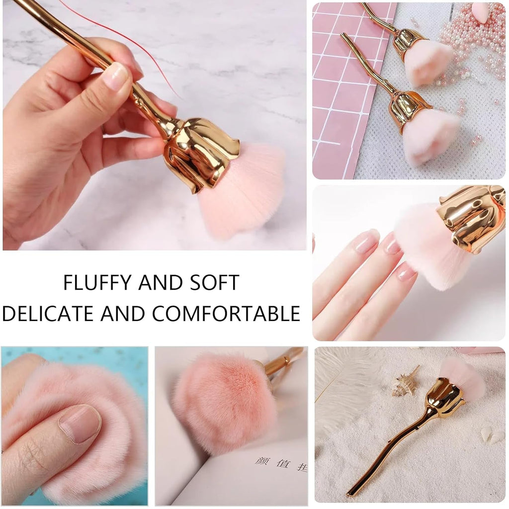 Nail Art Staubpinsel Für Maniküre Rose Kopfbürste,Nagel Kunst Staub Entferner Pinsel,Make-Up-Pinsel Weich,Zubehör Nagel Werkzeuge