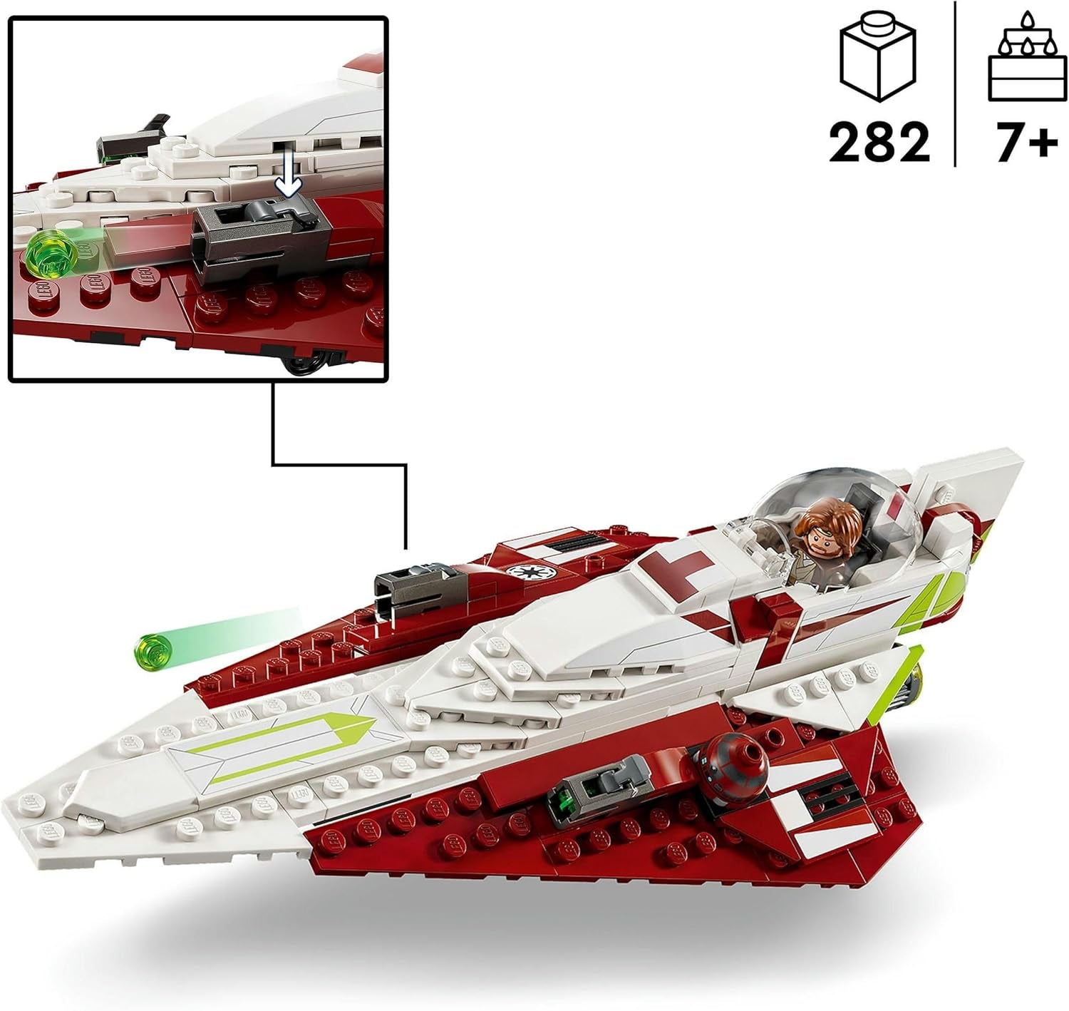 LEGO Star Wars Jedi Starfighter Obi-Wan Kenobi, Sestavitelná hračka s Taun We, Figurka droida a světelný meč, Sada Útok klonů 75333 Stavebnice Besuche den LEGO-Store