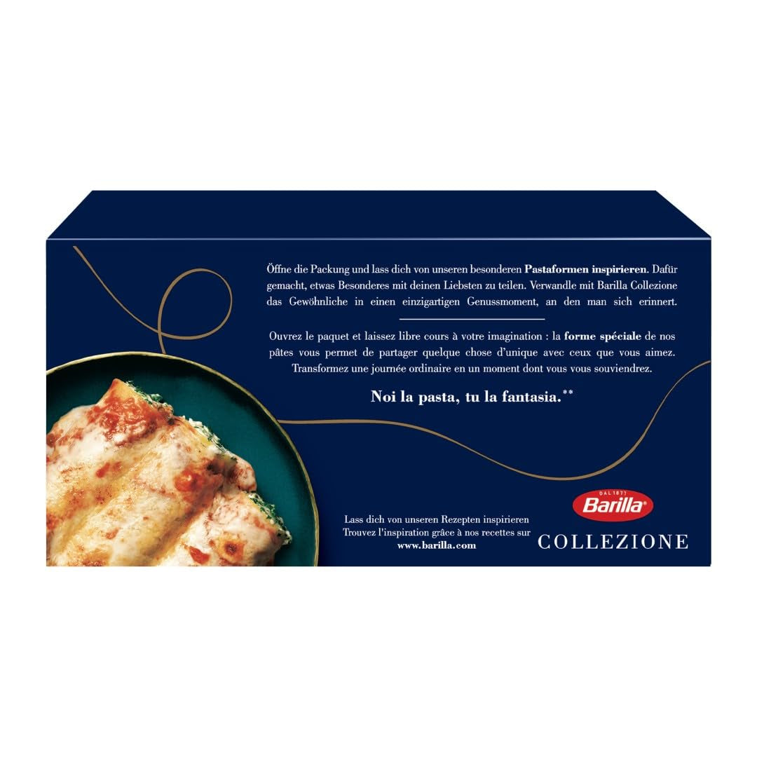 Barilla Collezione Cannelloni Vysoce kvalitní těstoviny z tvrdé pšenice Always Al Dente Balení 12 ks (12 x 250 g)