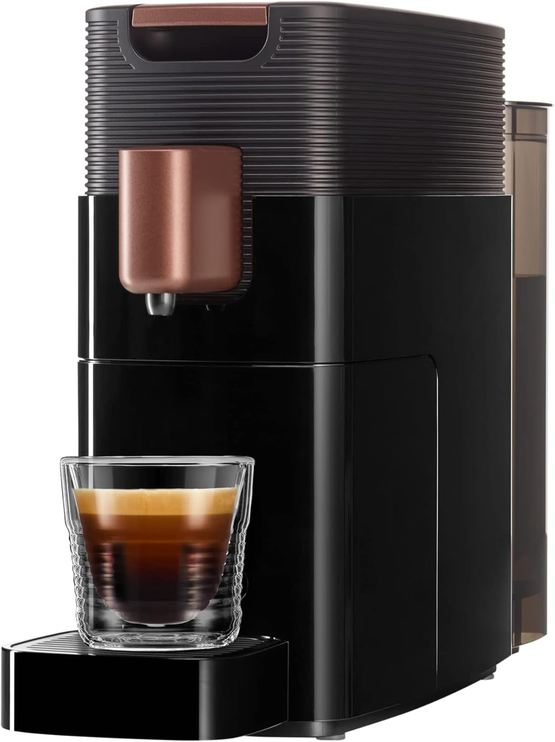 Espressor cu capsule K-FEE ONE pentru cafea, ceai și cacao | Espressor compact | Încălzire rapidă | Rezervor de apă de 0,8 l | 19 bar | Cupru negru | Câștigător al testului Stiftung Warentest 2023