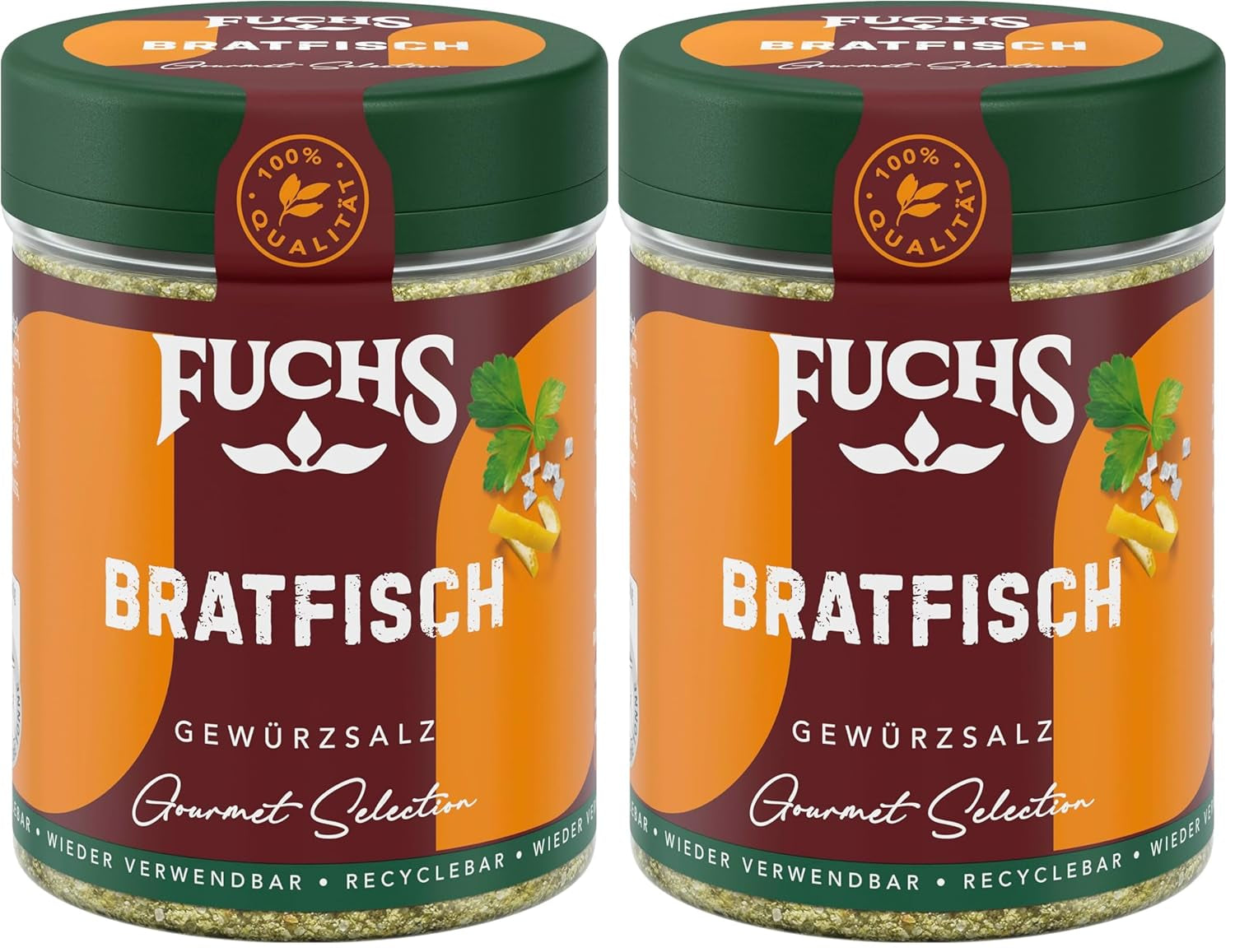 Fuchs Gourmet Selection Klassisch/Heimisch – Bratkartoffel Gewürzsalz, nachfüllbares Kartoffel Gewürz, Salz zum Würzen von Brat- & Ofenkartoffeln, Pommes Frites & Co, vegan, 70 g