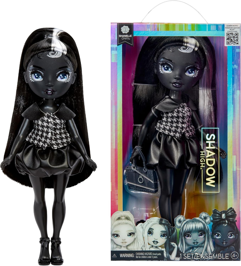 Rainbow High Shadow High Natasha Zima - 28 cm Modepuppe in Grauschattierungen, Weißes Haar und Outfit, Stylische Handtasche, Süßes Geschenk für Kinder von 4-10 Jahren