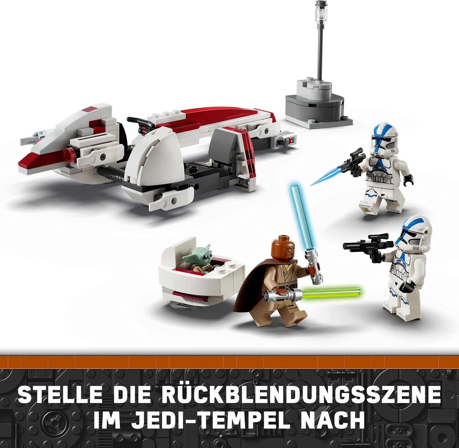 LEGO Star Wars Útěk se speederem BARC, sada Mandalorian, dětské kolo se sajdkárou, obsahuje figurky Kellerana Beqa a Grogu, dárek pro chlapce a dívky od 8 let 75378 Stavebnice Beuche den LEGO-Store
