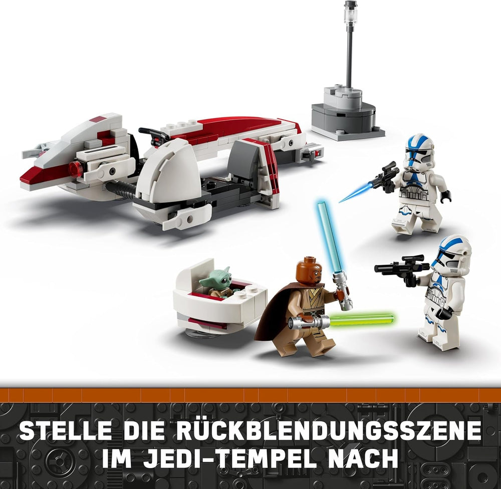 LEGO Star Wars Útěk se speederem BARC, sada Mandalorian, dětské kolo se sajdkárou, obsahuje figurky Kellerana Beqa a Grogu, dárek pro chlapce a dívky od 8 let 75378 Stavebnice Beuche den LEGO-Store