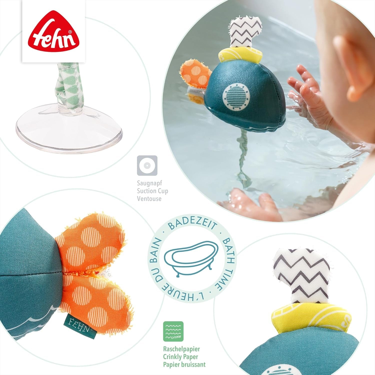 Fehn jucărie de baie submarin plutitor - Jucărie pentru bebeluși pentru cadă - Jucărie de apă plutitoare pentru distracție veselă la baie - Jucărie de baie pentru bebeluși și copii mici de la 0+ luni Jucarii Bebe Naty Shop