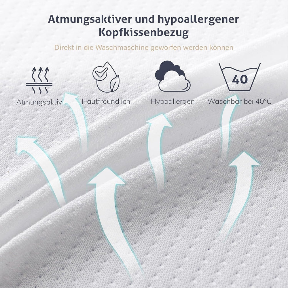 EGO HOME Pillow Memory Foam Soft Ergonomic Pillow For Back Sleeper Side Sleeper Neck Support Pillow With Breathable And Washable Cover, Oeko-Tex Certified, Neck Pillow 75X35Cm Perne standard Naty Shop