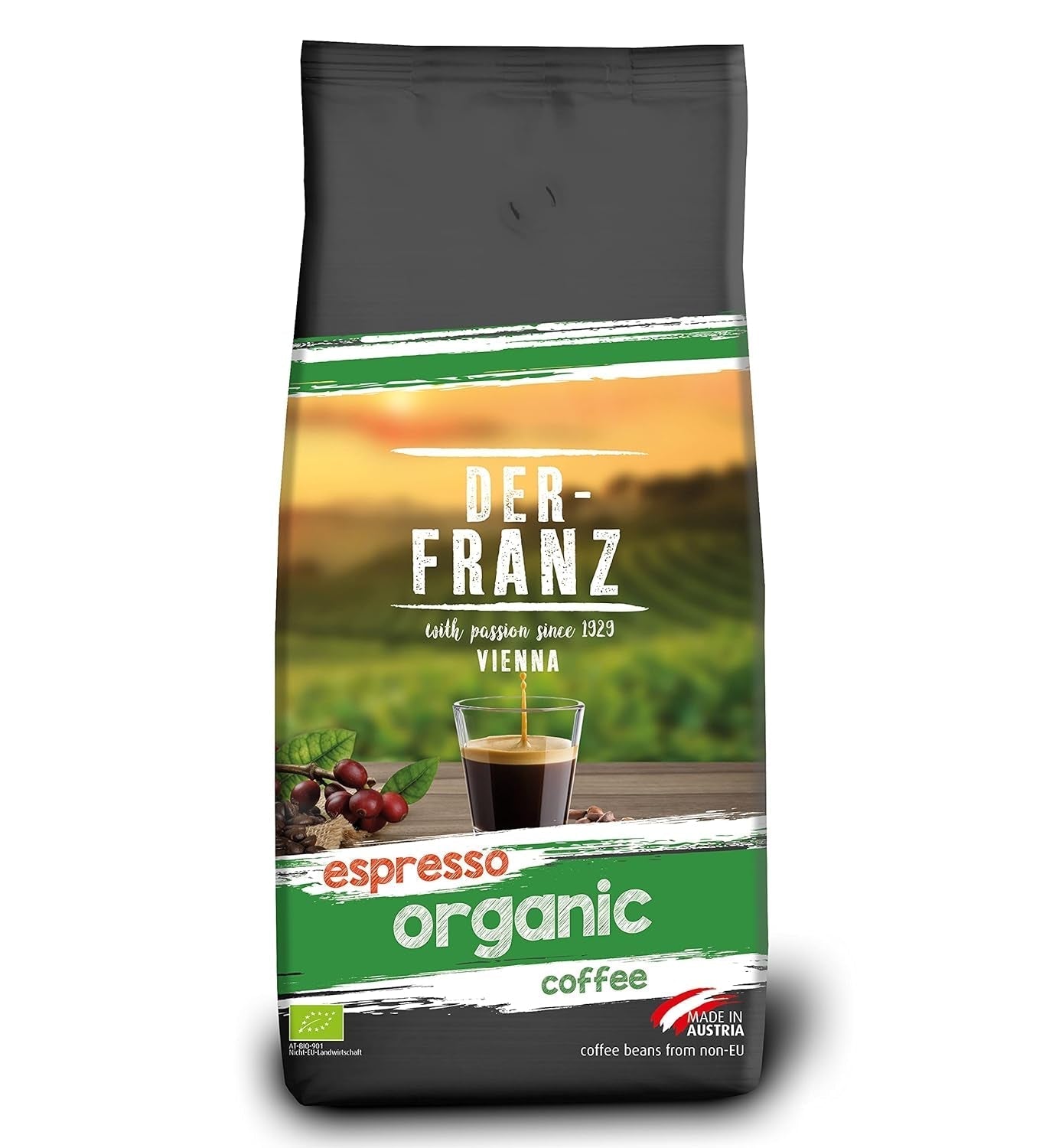 DER-FRANZ Cafea Crema, Intensitate 4/5, 100% Arabica, boabe de cafea întregi Cafea Naty Shop 1 Kg Espresso Bio