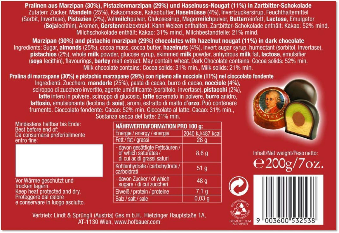 Hofbauer Vienna, Mozartkugeln 200 g, hořká čokoláda