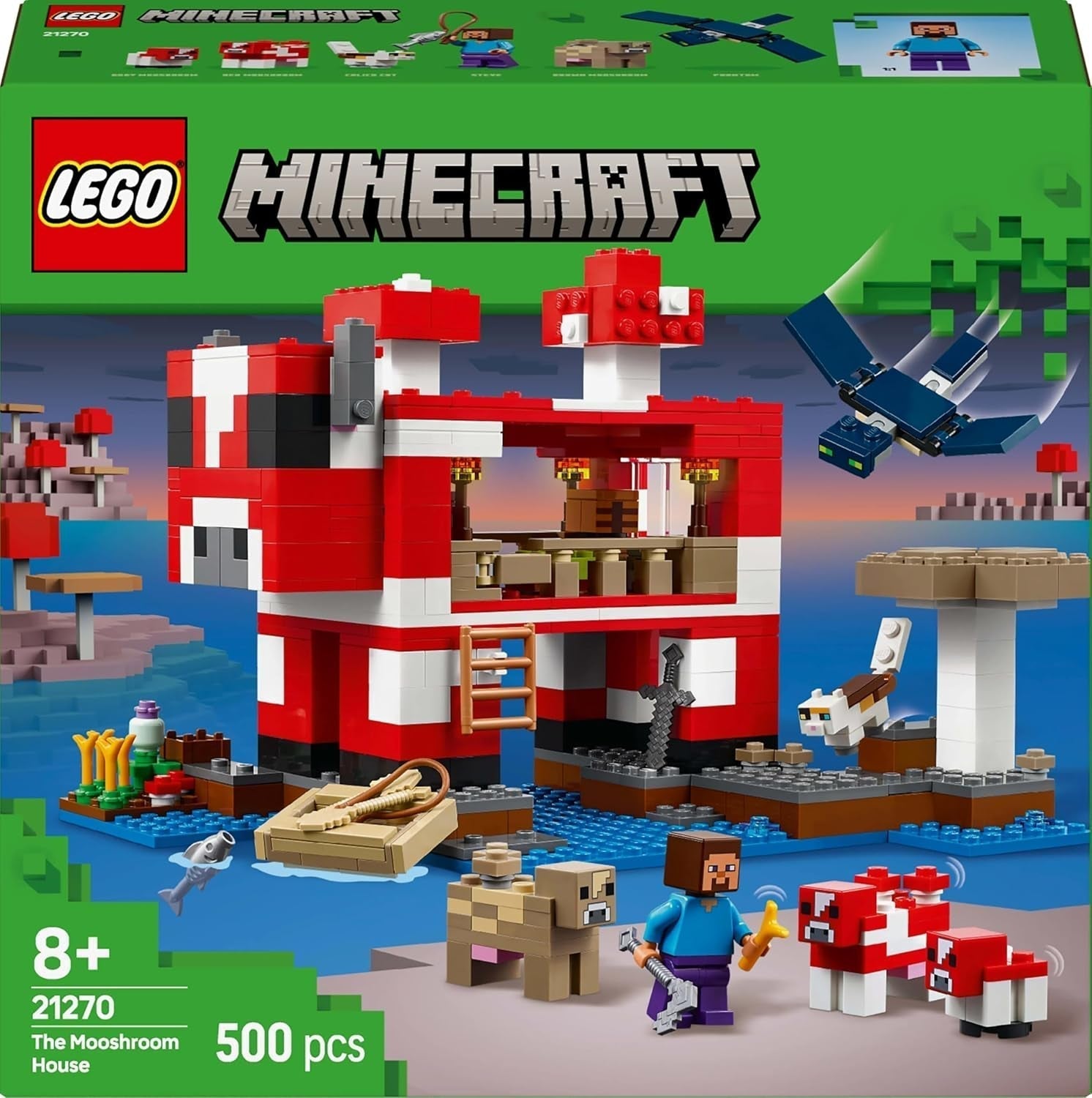 LEGO Minecraft The Mushroom Cow House Videohra Stavební hračka Model Mushroom Land s minifigurkami Steve a další postavy Hrací sada pro chlapce a dívky 8 let 21270 Stavebnice Beuche den LEGO-Store