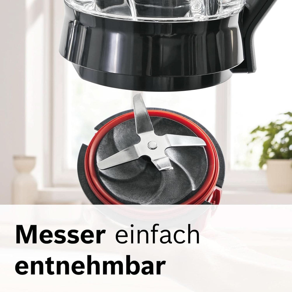 Bosch Standmixer Vitapower Serie 4 MMB6177S, Edelstahl-Klingen Made in Germany, 1,5L Thermosafe Glasbehälter, 0,6L To-Go-Flasche, Stopfer, Universalzerkleinerer, 30 000 U/Min, 1200 W, Silver Kitchen Naty Shop