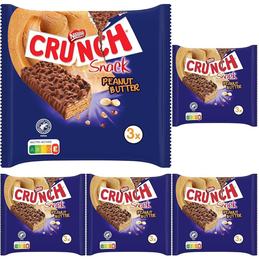 Nestlé tyčinky s arašídovým máslem Crunchy arašídové máslo Cereální čokoládová tyčinka 5 balení (3 x 31 g každá)