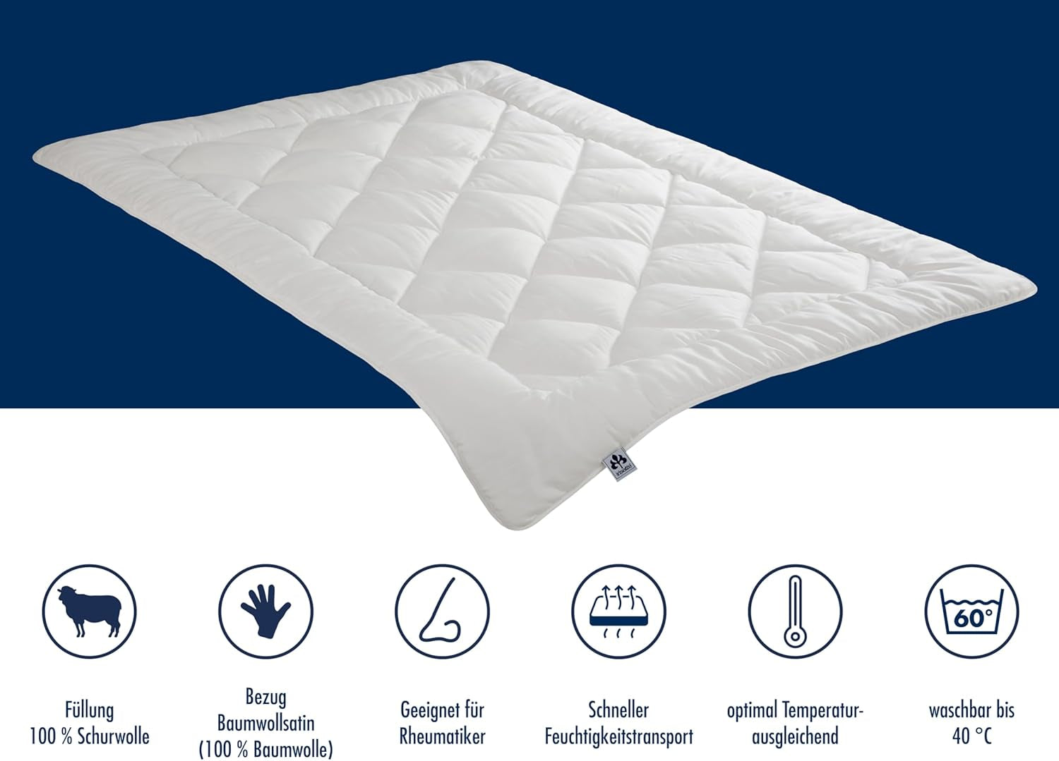 Plapumă Irisette Merino pentru toate anotimpurile - Made in Germany - Plapumă din lână nouă pură pentru tranziție, 135 X 200 cm, alb, certificat Oeko-Tex Plapumi si pilote Naty Shop