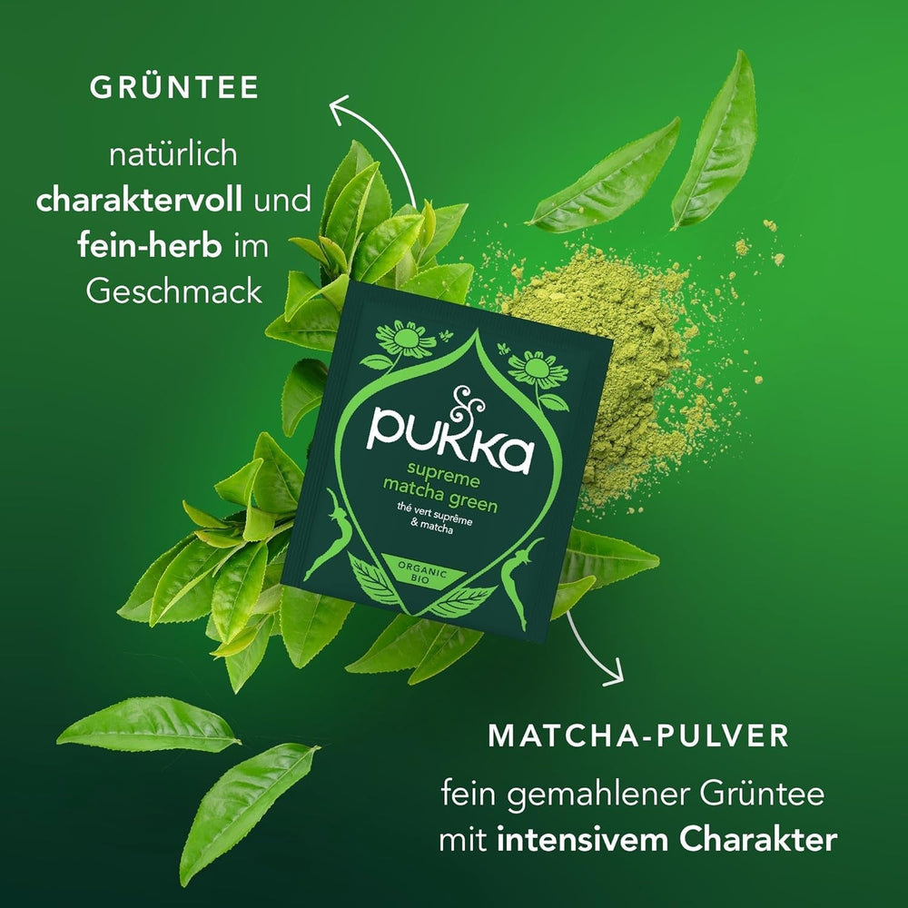 Pukka Matcha Green, pliculețe de ceai: ceai verde energizant cu matcha