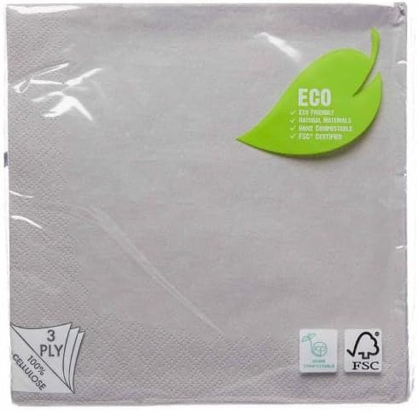 Amscan 9915402-215 - Șervețele de prânz ecologice, compostabile, gri grafit, 20 bucăți