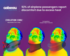 Pernă de călătorie răcoritoare pentru zboruri pe distanțe lungi Cabeau – Evolution Cool – Spumă cu memorie cu orificii de ventilație – Compactă cu geantă de transport (roșu)
