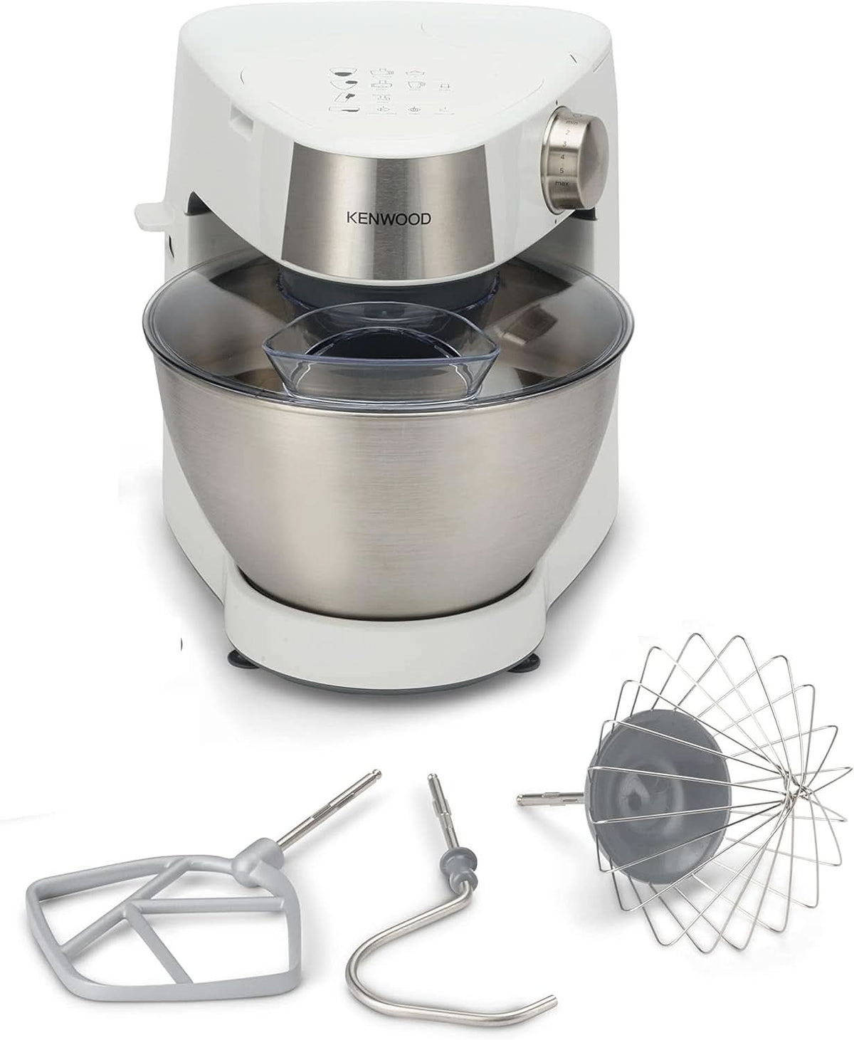 Kenwood Prospero+ KHC29A.R0SI Küchenmaschine, 4,3 L Edelstahlschüssel, Inkl. 10-Teiligem Zubehör-Set Mit Fleischwolf, Glas-Mixer, Zitruspresse, Entsafter Und Mehr, Inkl. Easyweigh Waage, 1000W, Silber Matka a dítě Naty Shop Weiß Inkl. 3 příslušenství