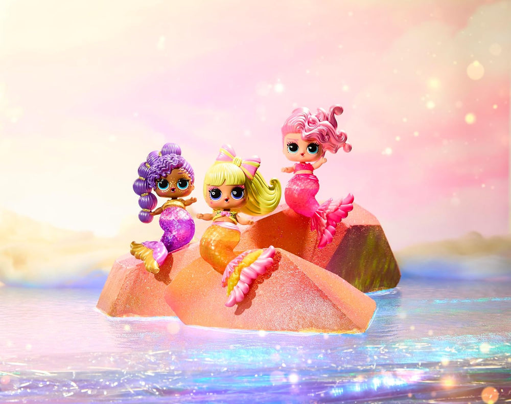 LOL Surprise! Mermaids Makeover Magic Tots – Luciu de buze adevărat pentru tine și păpușa ta, pentru a te crea singur, a amesteca și a crea machiaj, Joc distractiv cu apă, 6 păpuși de colecționat – Vârste 4+