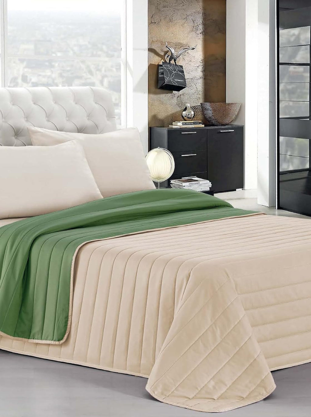 Lenjerie de pat italiană Estivo pat simplu, lenjerie, Aqua, 170 X 270 Cm Plapumi si pilote Naty Shop Verde/Nocciola 170 X 270 Cm