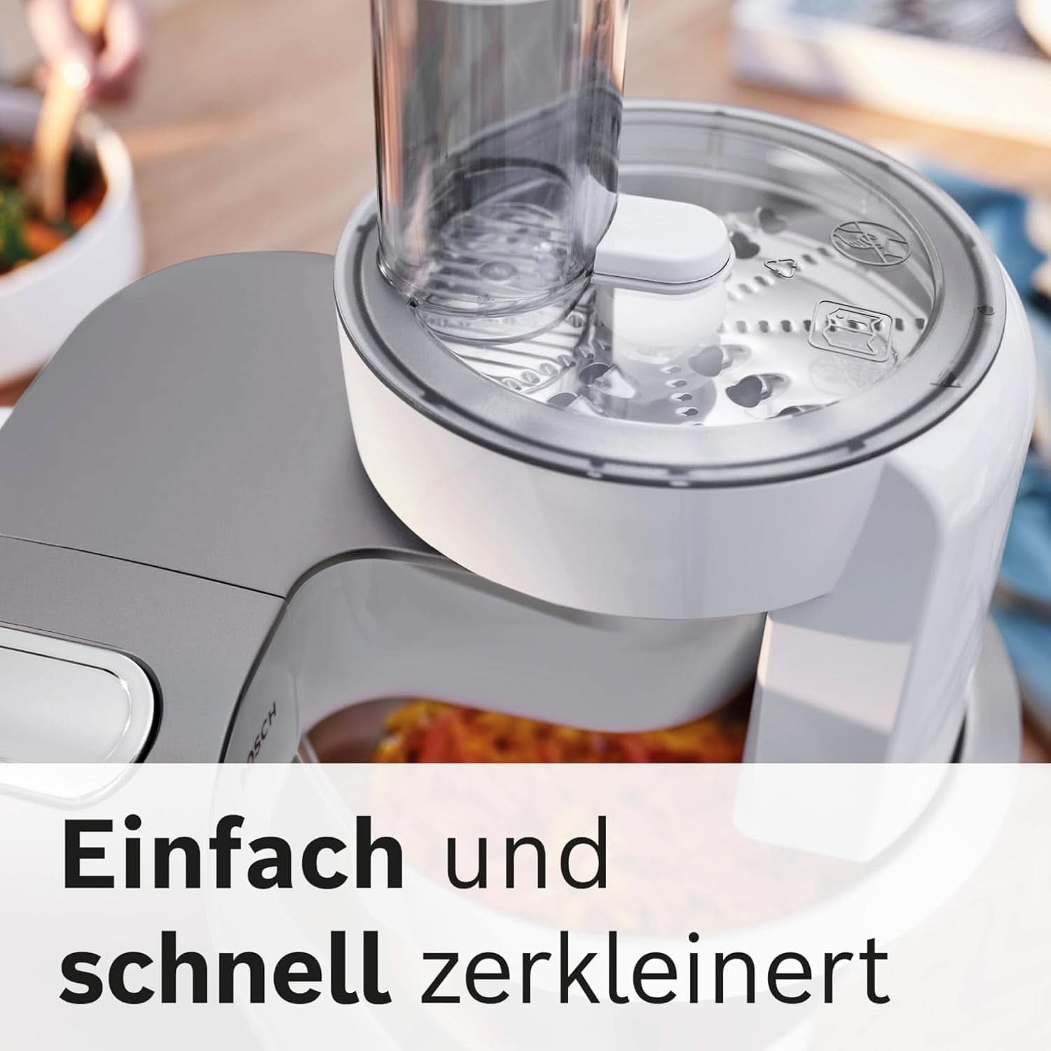 Bosch Küchenmaschine Serie 4 MUM56340, Schüssel 3,9 l, mixér 1,25 l, Fleischwolf, Zitruspresse, Planetenrührwerk, Knethaken, Schlag-, Rührbesen, Durchlaufschnitzler, 3 Scheiben, 900 Child Shop a Shop Silber