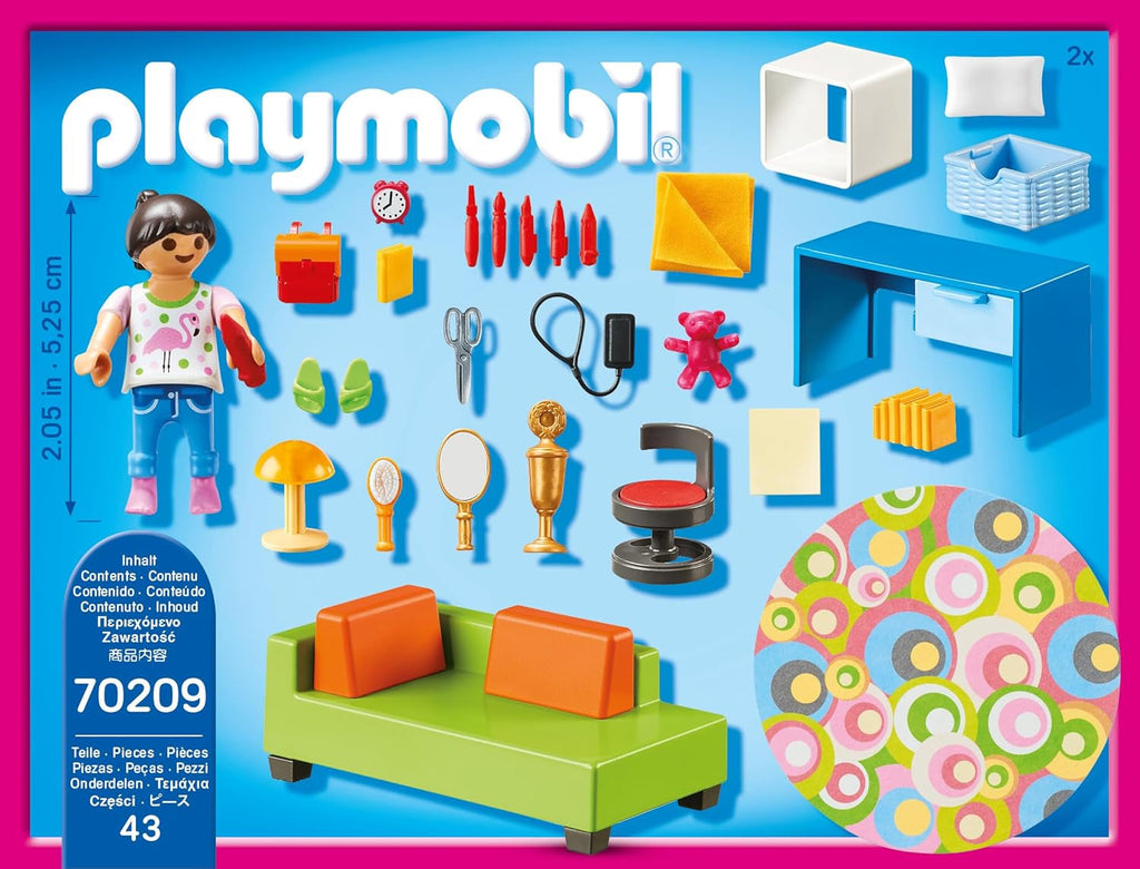 Casă de păpuși PLAYMOBIL 70209 Cameră de tineret cu figurină de fată și accesorii, de la 4 ani Casute de papusi Naty Shop