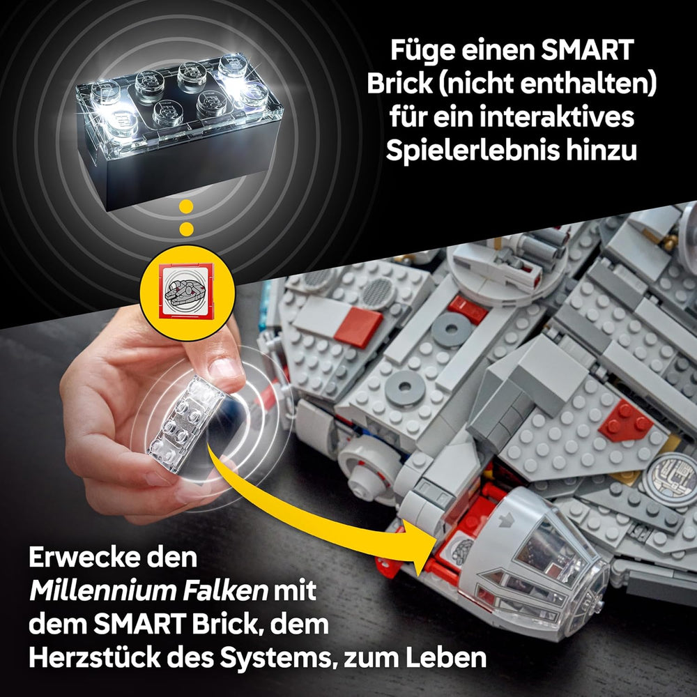 LEGO Star Wars 75426 SMART Play: Millennium Falke Modell - Kompatibilní Interaktives Spielzeug inkl. 4 SMART štítky a 4 minifigurky – nápady na dárky pro chlapce a dívky od 9 let a dospělé fanoušky