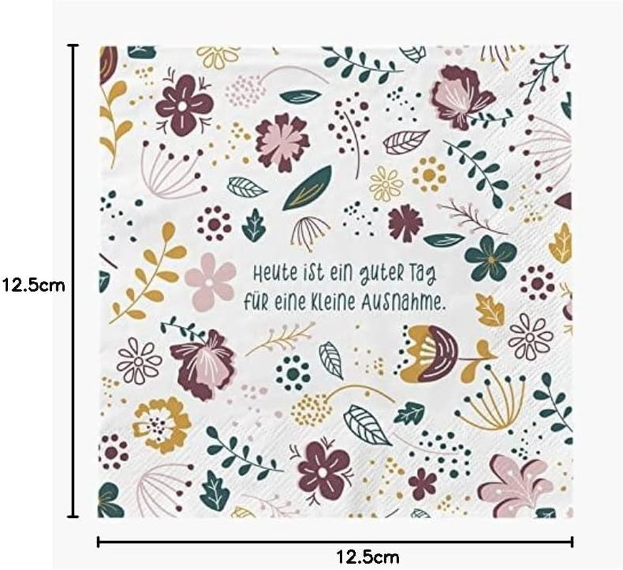 Șervețele Grafik-Werkstatt cu dicton | 20 bucăți | 12,5 X 12,5 cm | alb | bună ziua