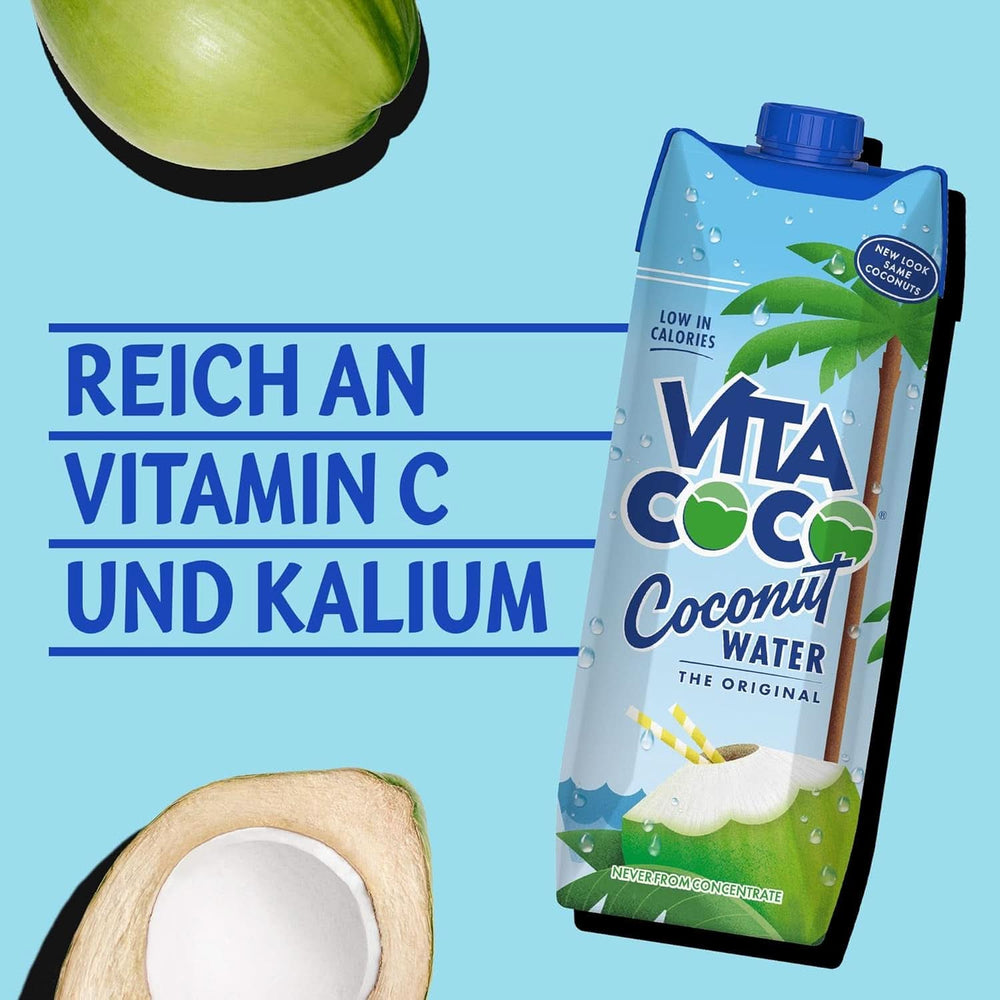 Vita Coco Pure Coconut Water 6 x 1 litr, přírodní hydratační krém s elektrolyty, bez lepku, plný vitamínu C a draslíku Naty Shop