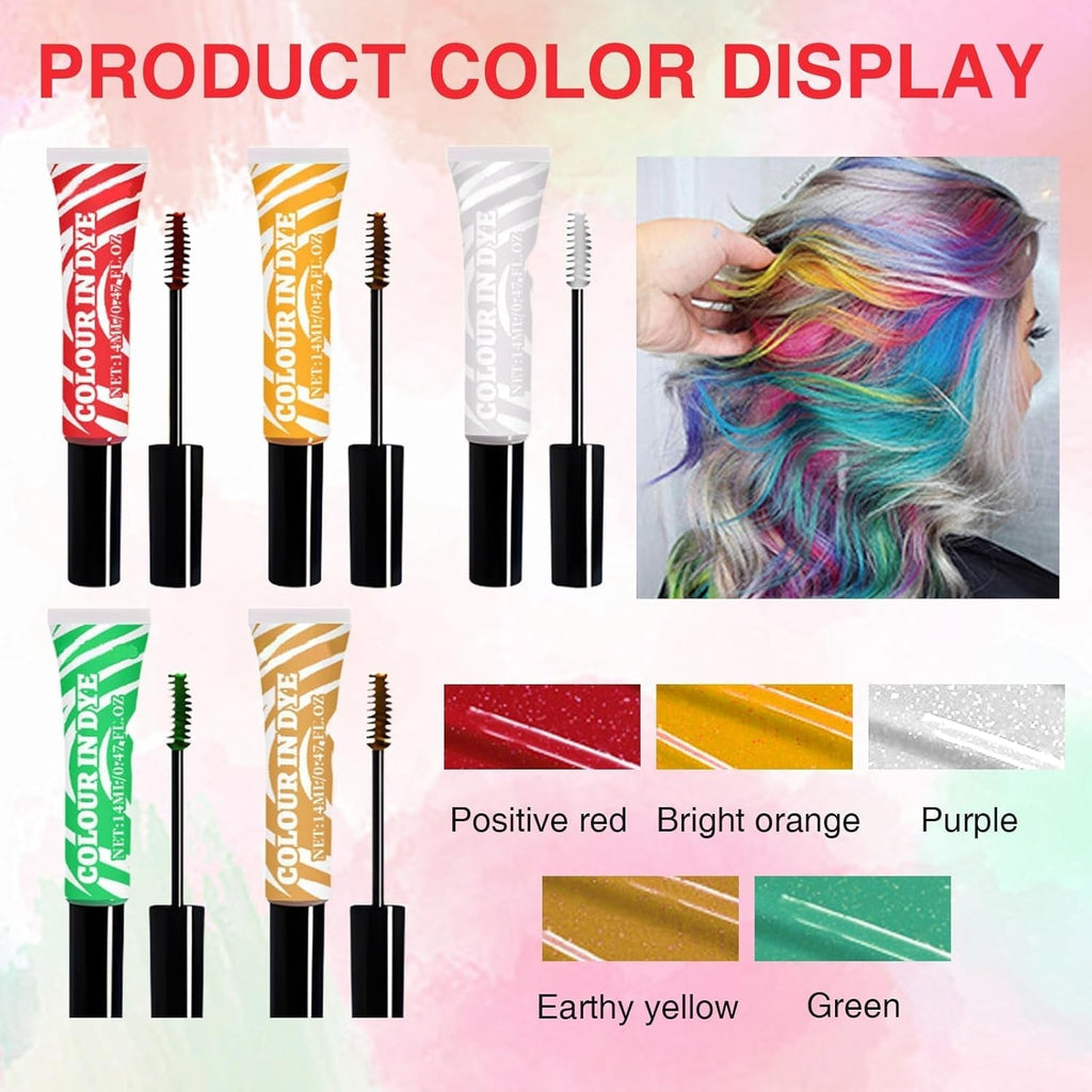 5 culori Vopsea de păr temporară pentru copii lavabilă, mascara de păr colorată, salon de cretă pentru păr Vopsea pentru par Naty Shop
