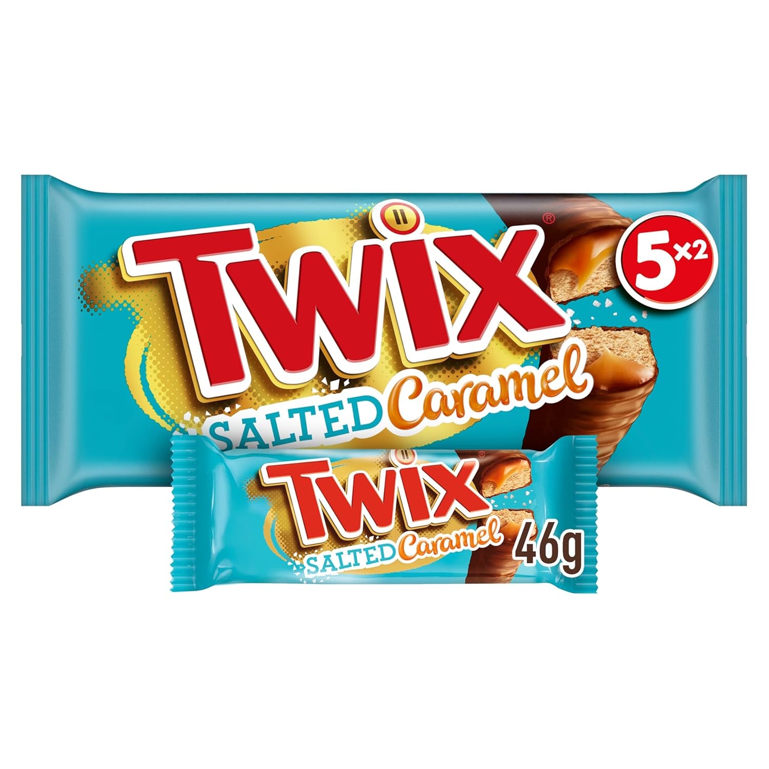 Čokoládové tyčinky Twix se slaným karamelem | Velké balení čokolády | 30 dvojitých tyčinek (30 x 46 g)