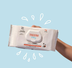 Bionike Triderm Baby vlhčené ubrousky pro suchou a citlivou pokožku Zklidňující a zpevňující účinek Chrání a hydratuje 72 ubrousků