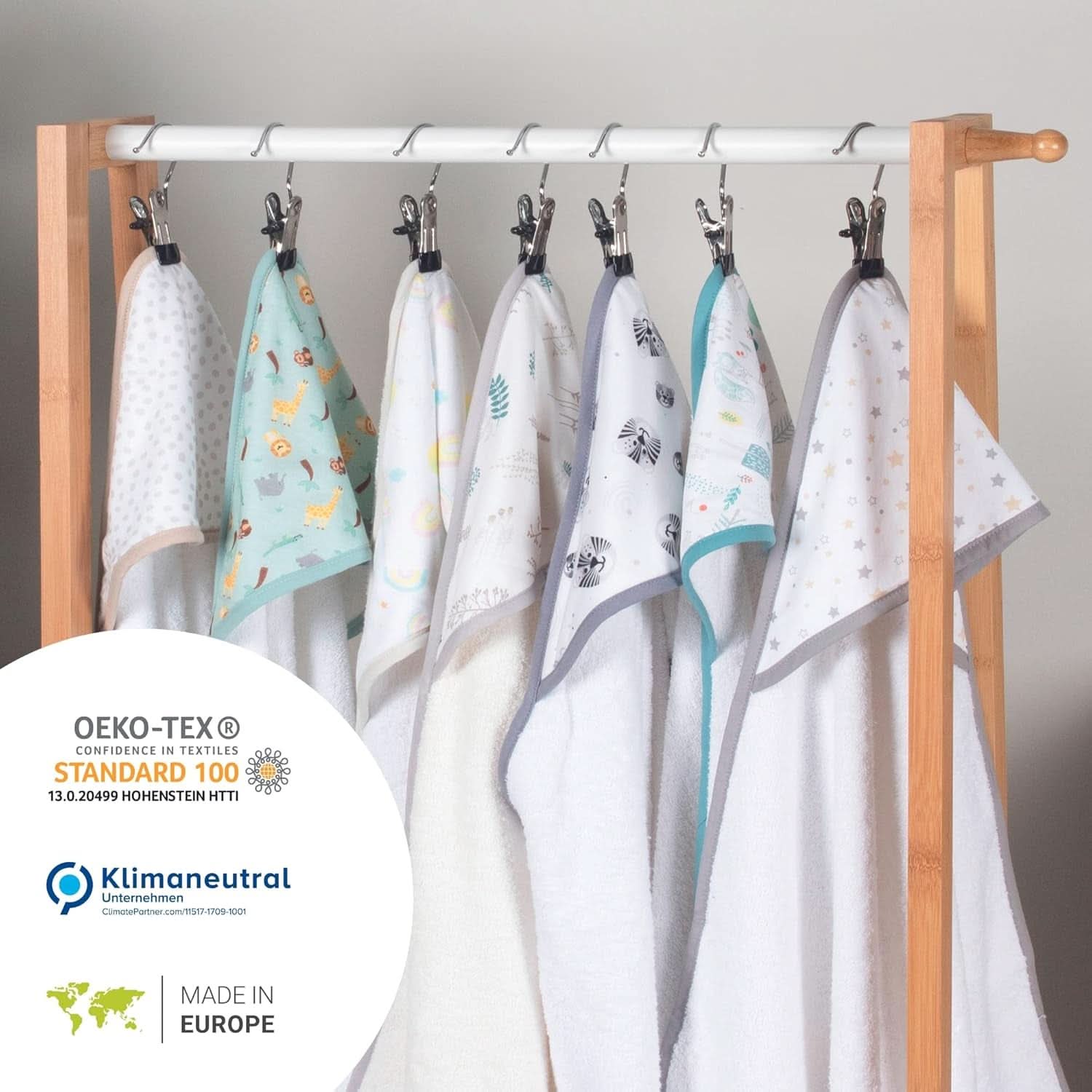 Osuška s kapucí pro děti | 75X75cm | 100% bavlna | Oeko-TEX 100 | #1 poskytovatel pro kliniky | Unisex Matka a dítě Naty Shop