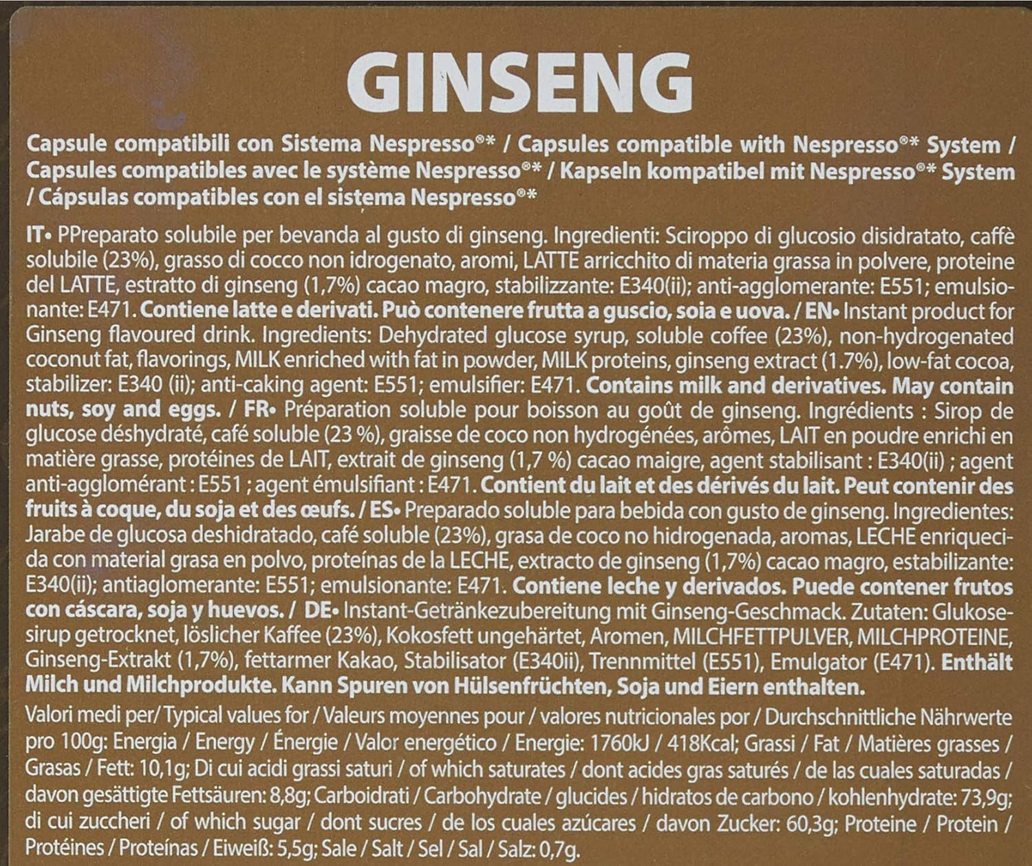 Instant soluble product Ginseng capsules 4.3g x 40 capsules