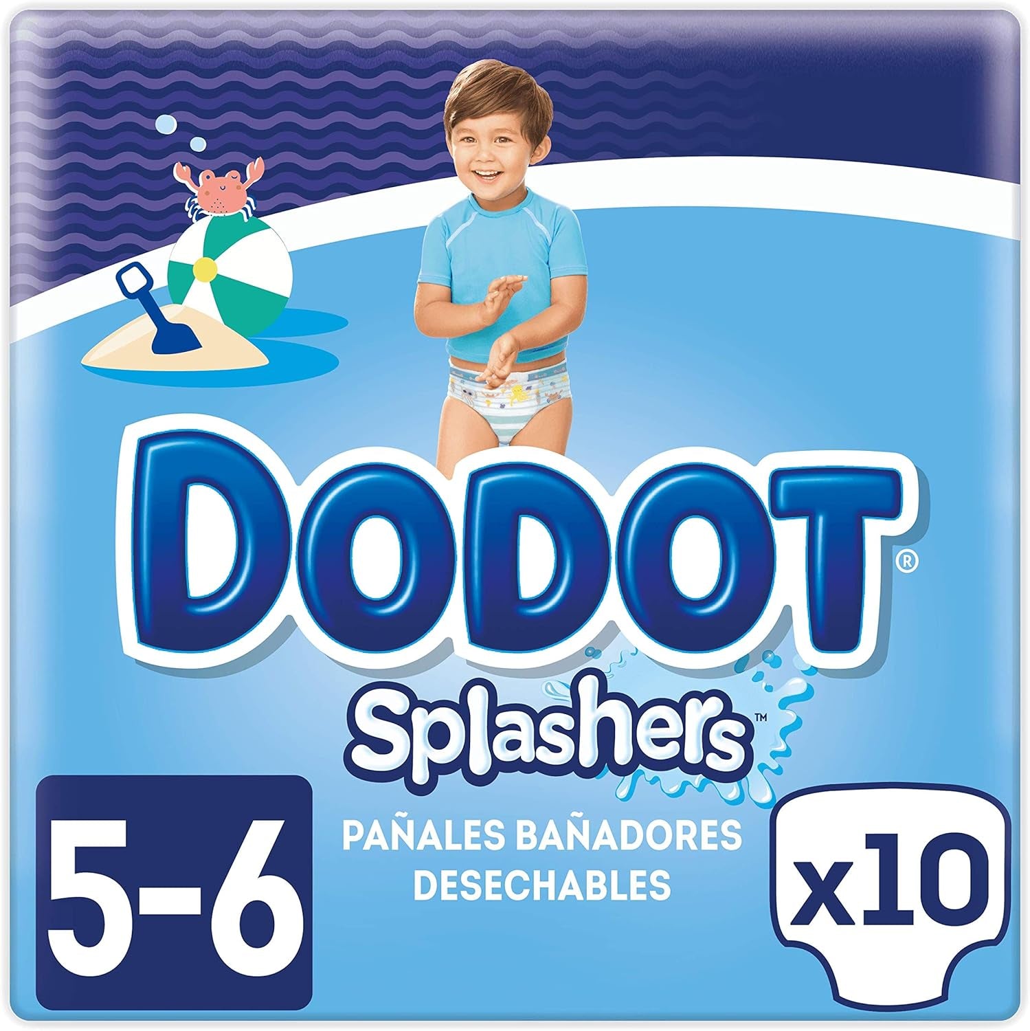 Koupelové plenky Splashers, 10 balení, od 14 kg, nafukovací a snadno vyjímatelné, velikost 5