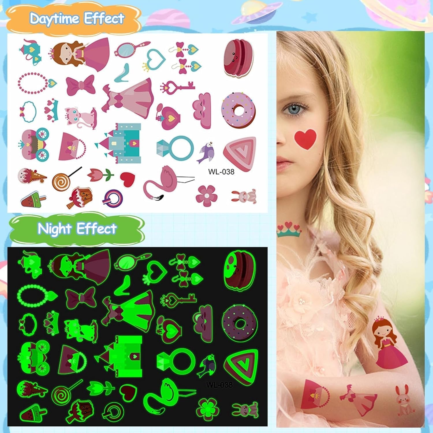 Set de unghii false - 120 de bucăți de unghii autoadezive pentru copii cu lipici de unghii, set de unghii artificiale autoadezive cu acoperire completă, unghii false pentru fete cu mâini mici (colorat A, 120X)