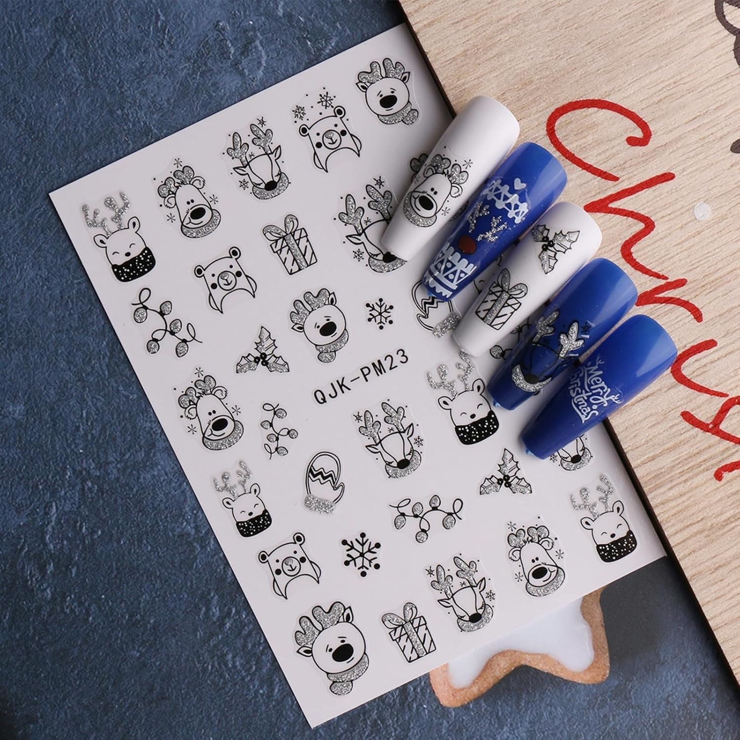 JMEOWIO Nagelsticker Glitzer Weihnachten 10 Blatt Nail Art Sticker Selbstklebend Nagelaufkleber Schneeflocken Winter Dekoration Nageldesign Zubehör