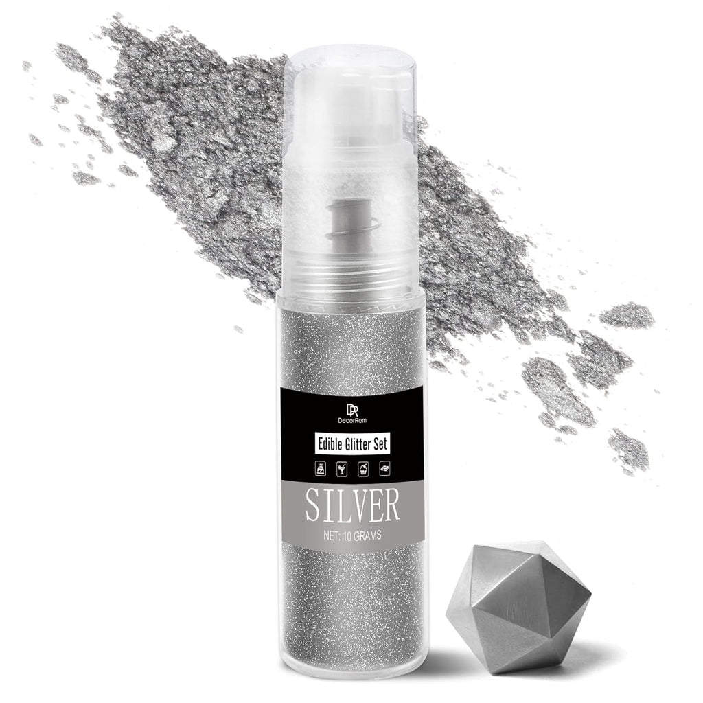 DecoRom, glitter comestibil, praf, 10 grame Glitter Naty Shop Argintiu