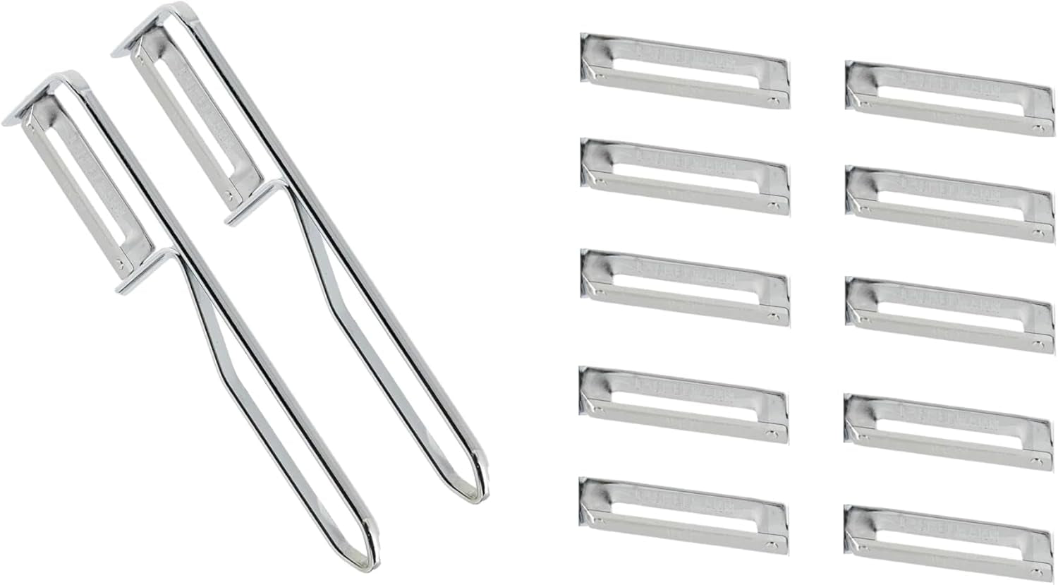 Univerzální škrabka Fackelmann, škrabka na čepele z nerezové oceli Naty Shop sada 2 kusů ekonomických škrabek (obsahuje 10 náhradních čepelí)