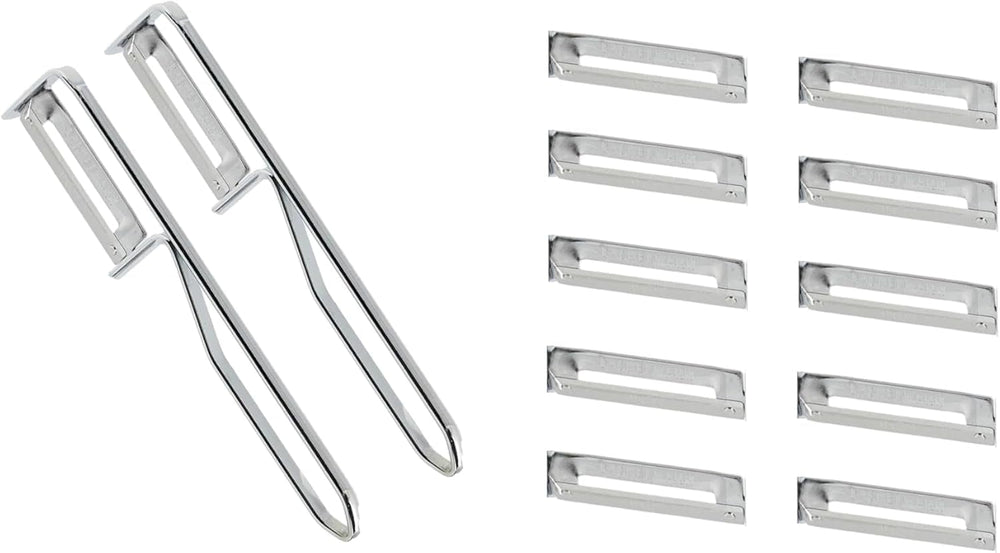 Univerzální škrabka Fackelmann, škrabka na čepele z nerezové oceli Naty Shop sada 2 kusů ekonomických škrabek (obsahuje 10 náhradních čepelí)