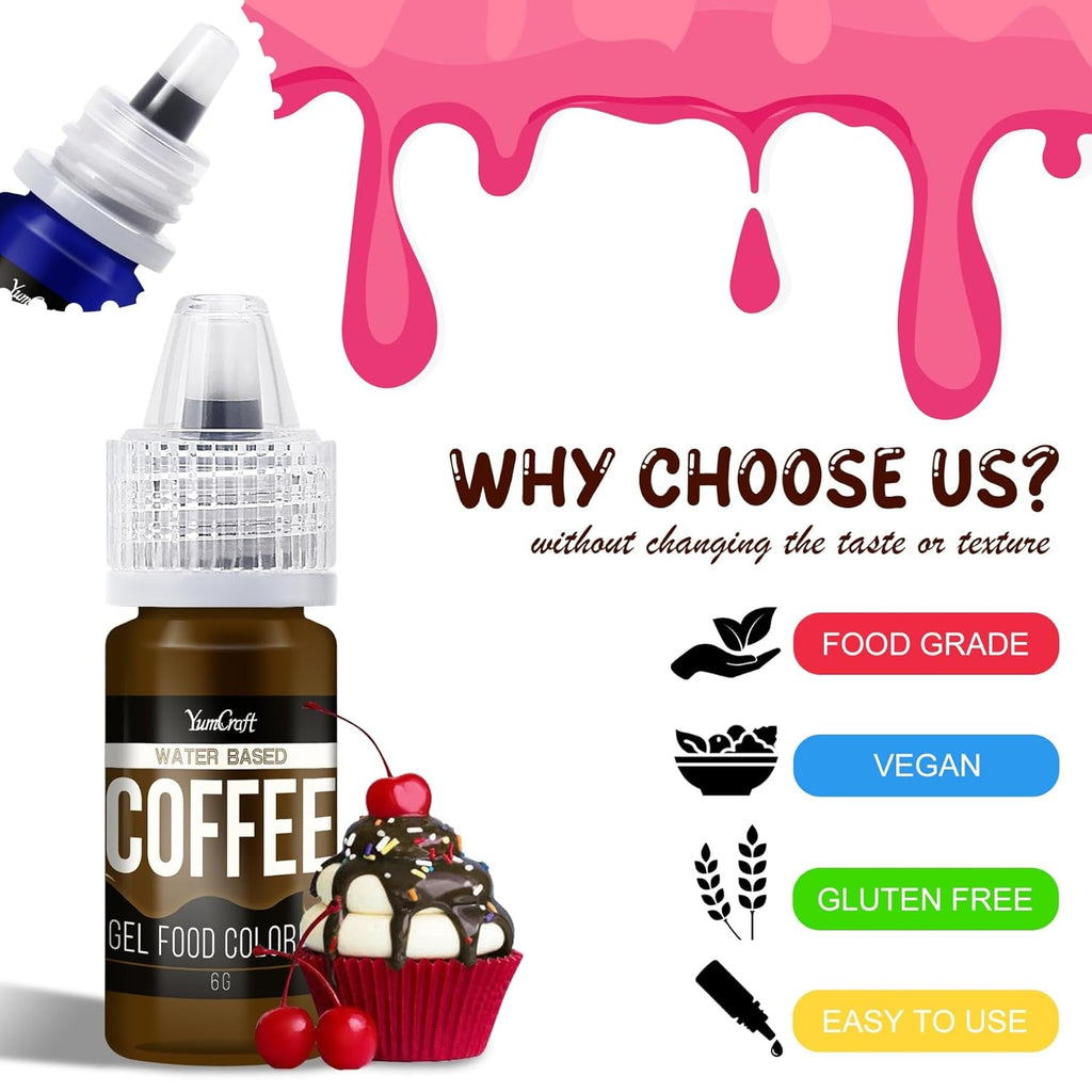 Colorant alimentar în gel - 22 de culori x 6G, colorant alimentar în gel foarte concentrat pentru prăjituri, copt, ouă de Paște, băuturi - Colorant alimentar fără zahăr pentru fondant, glazură, slime, decorarea torturilor