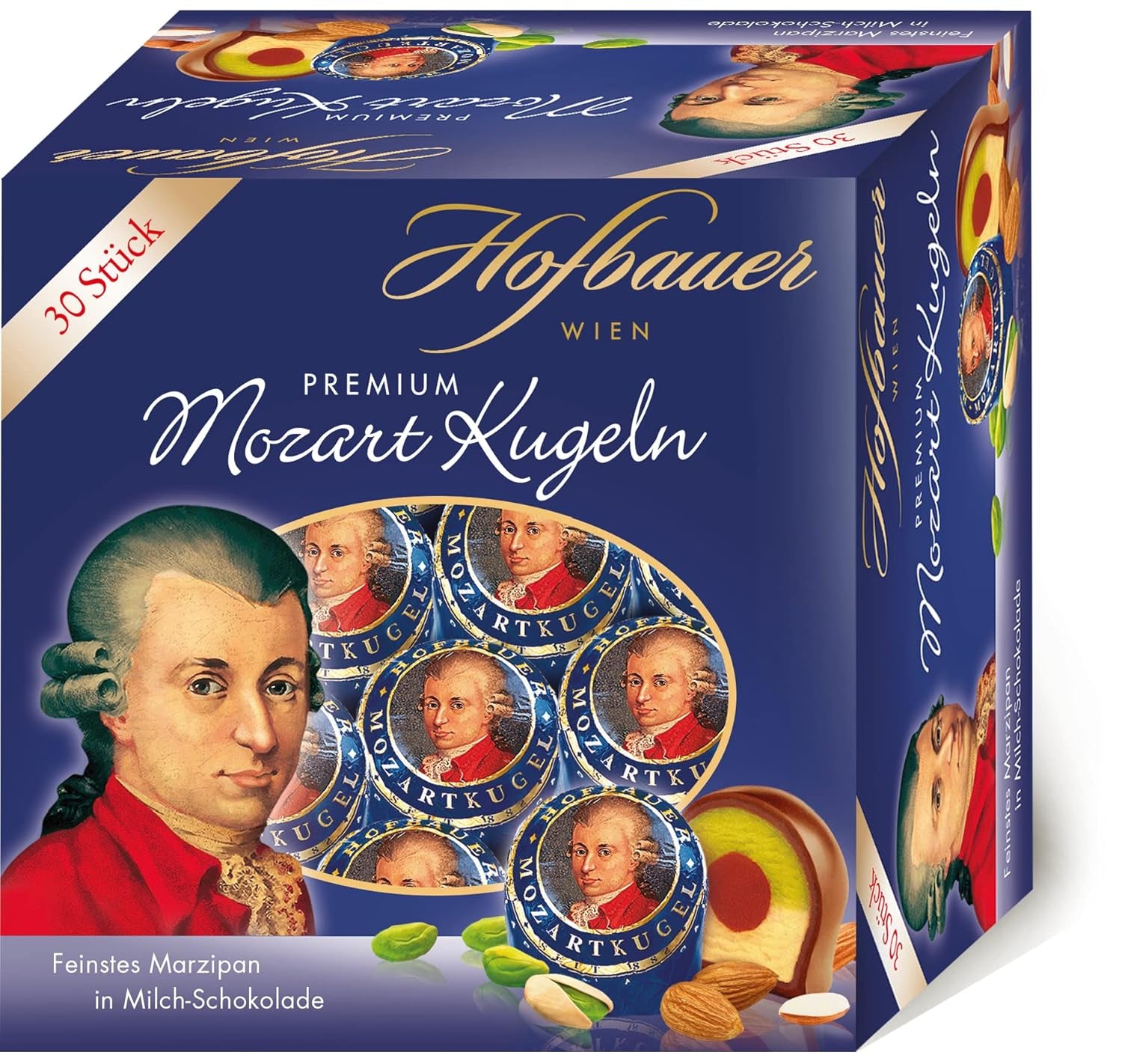 Hofbauer Vienna Mozartkugeln Krabice mléčné čokolády 600g (30 kusů)