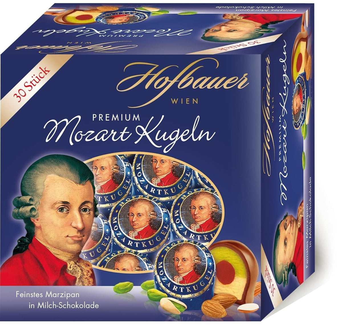 Hofbauer Vienna Mozart Balls, Mléčná čokoláda 600 gramů (30 ks) Naty Shop Box 30 kusů