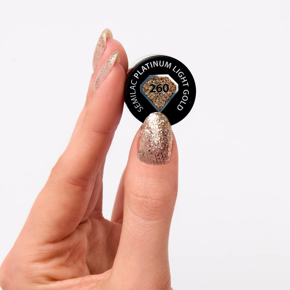UV lak na nehty Semilac 260 Light Gold 7ml Platinum Collection