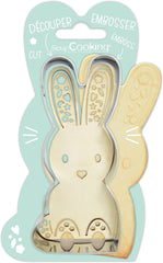 ScrapCooking - Hase Ausstecher & Stempel Set - Ostern Ausstecher für Plätzchen, Kekse, Fondant - Edelstahl Ausstecher & Holz Stempel - Backform Zubehör Hasen Tieren Geburstag Deko - 2099